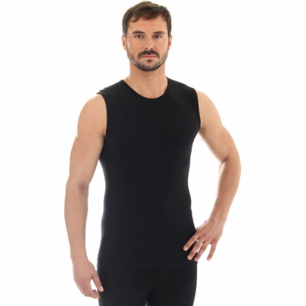 Brubeck pánské tričko bez rukávů COMFORT WOOL, černé, velikost M (SL10160)