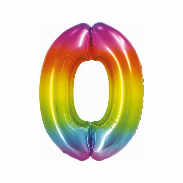 GoDan Foil balónek chytré číslo 0, duha, 76 cm