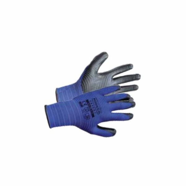 Modeco Polyesterové rukavice potažené černým nitrilem, velikost 10", 12 ks. - MN-06-218