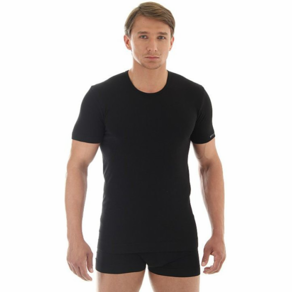 Brubeck pánské bavlněné tričko s krátkým rukávem Comfort, černé, velikost M (SS00990A)