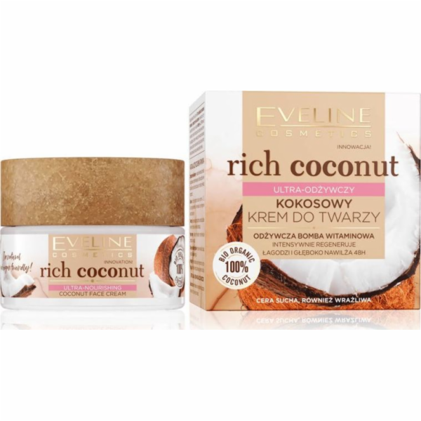 Eveline Rich Coconut kokosový krém na obličej ultra výživný 50 ml