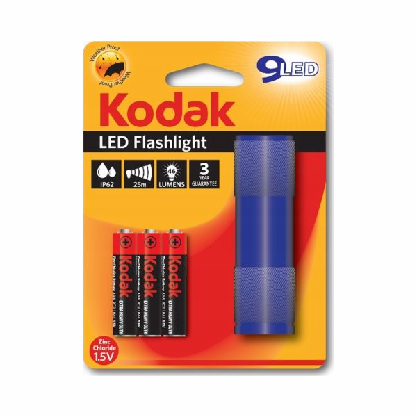 Kodak Mini svítilna Kodak 9 LED Ip62 25m + 3x AAA - modrá