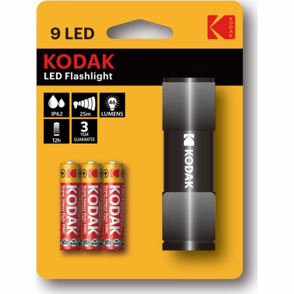 Kodak Mini svítilna Kodak 9 LED Ip62 25m + 3x AAA - černá
