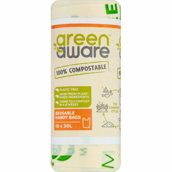 GreenAware GreenAware, Opakovaně použitelné kompostovatelné sáčky, tričko, 30L, 10 ks.