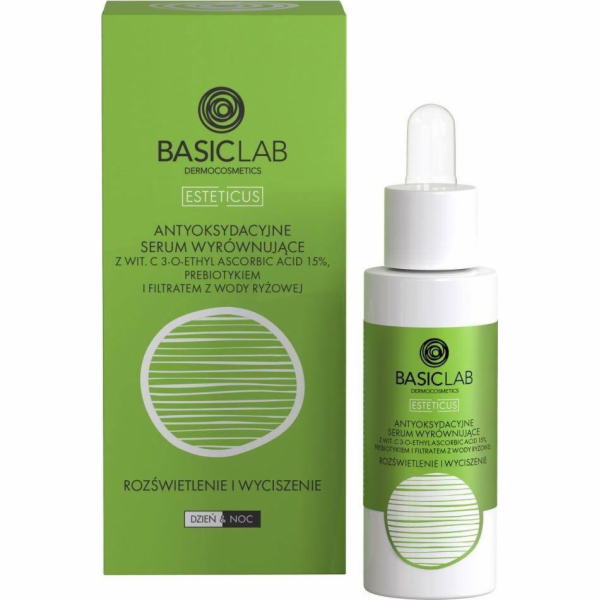 Basiclab BasicLab Esteticus antioxidační vyrovnávací sérum s Vit.C 15% prebiotikem a rýžovým vodním filtrem 30ml