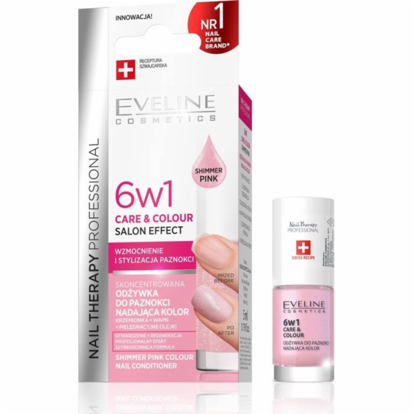 Eveline Eveline Nail Therapy Kondicionér na nehty dodávající barvu 6v1 SHIMMER PINK 5ml
