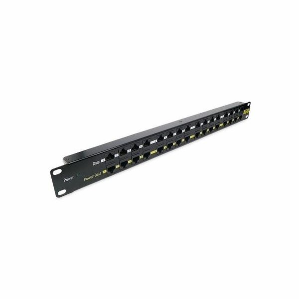 Patch panel POE UTP cat.5e 16p 1U Black (provedení 19" rack)