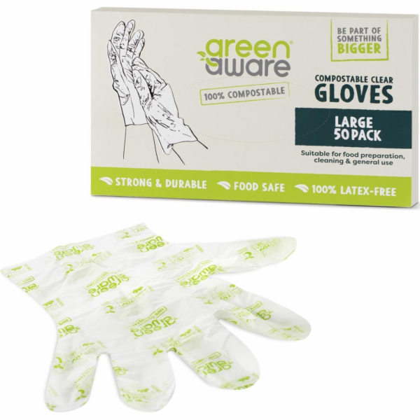 GreenAware GreenAware, Kompostovatelné jednorázové rukavice, velikost L, 50 ks.