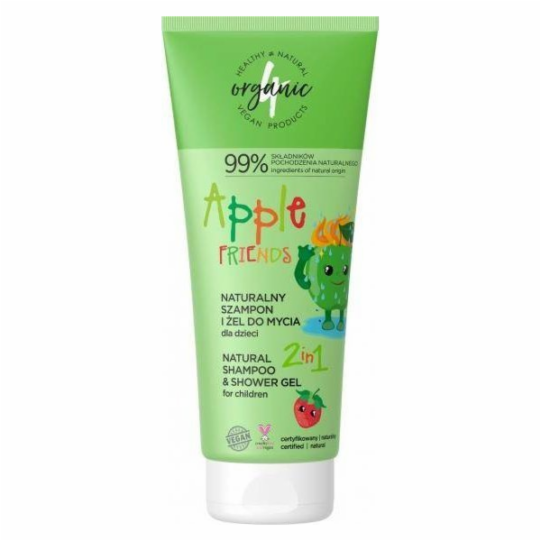 4ORGANIC_Přírodní šampon a mycí gel pro děti 2v1 Apple Friends 200ml