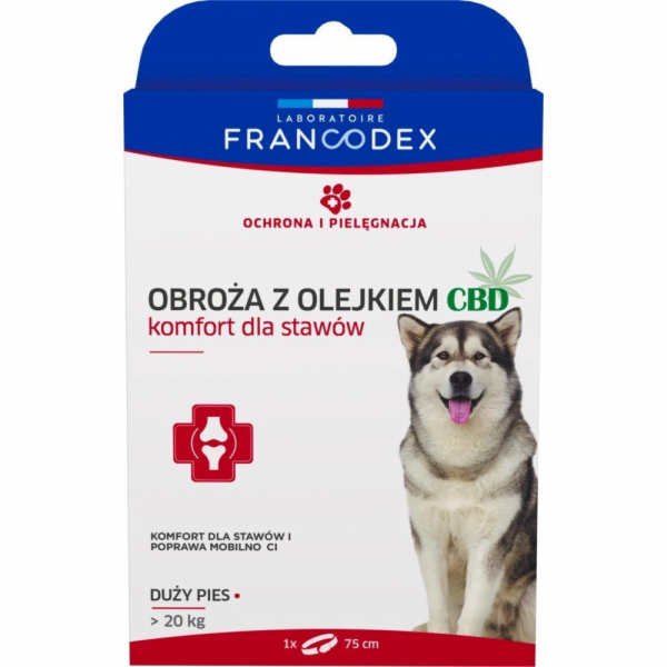 FRANCODEX Obojek s CBD olejem 75 cm pro psy o hmotnosti nad 20 kg - 1 ks.
