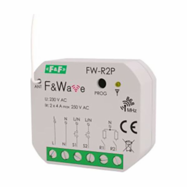 F&F Dvojité bistabilní relé P/T 85÷265V AC/DC - (FW-R2P)