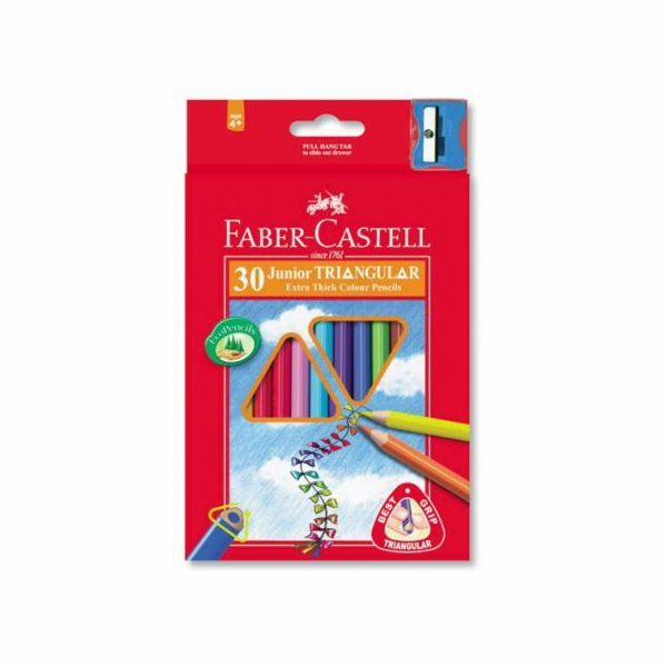 Faber-Castell Jumbo trojúhelníkové pastelky 30 barev + ořezávátko Faber-Castell Kartonové balení (116530 FC)