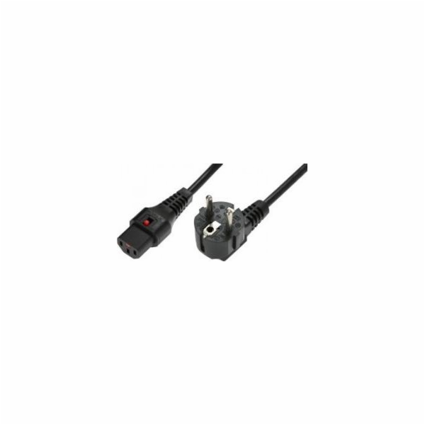 Assmann napájecí kabel ASSMANN napájecí kabel IEC LOCK 3x1mm2 Schuko lomený/C13 rovný M/F 1,5m černý