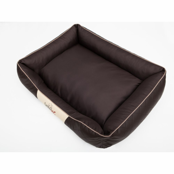 HOBBYDOG Perfect Imperial Bed - Hnědá imitace kůže s hnědým středem R3