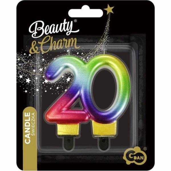 Svíčka číslo 20. narozeniny Beauty&Charm 7,5cm