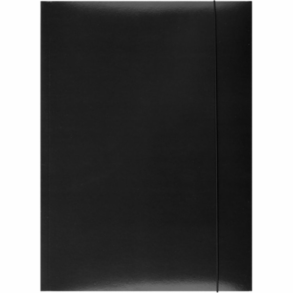 Složka na kancelářské potřeby s gumičkou, karton/lak, A4, 350 g/m2, 3-násobná, černá
