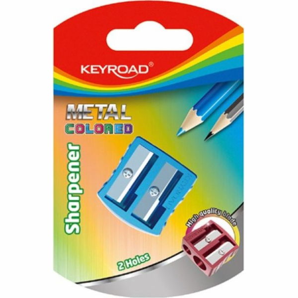 Keyroad ořezávátko na tužky, hliníkové, dvojité, blistr, mix barev