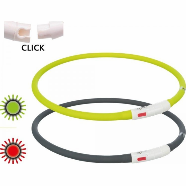 Trixie USB svítící čelenka, pro psy, zelená, silikonová, XS–XL: 70 cm/ 10 mm,