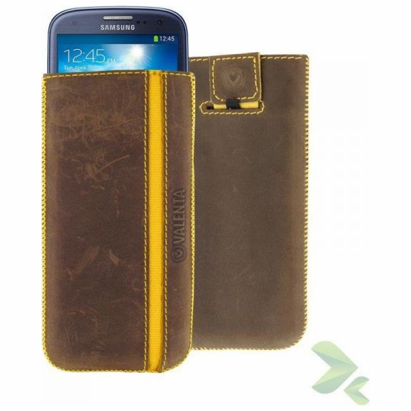 Valenta Valenta Pocket Stripe Vintage – kožené pouzdro s posuvníkem pro Samsung Galaxy S4/s Iii, Htc One I Other (hnědé)