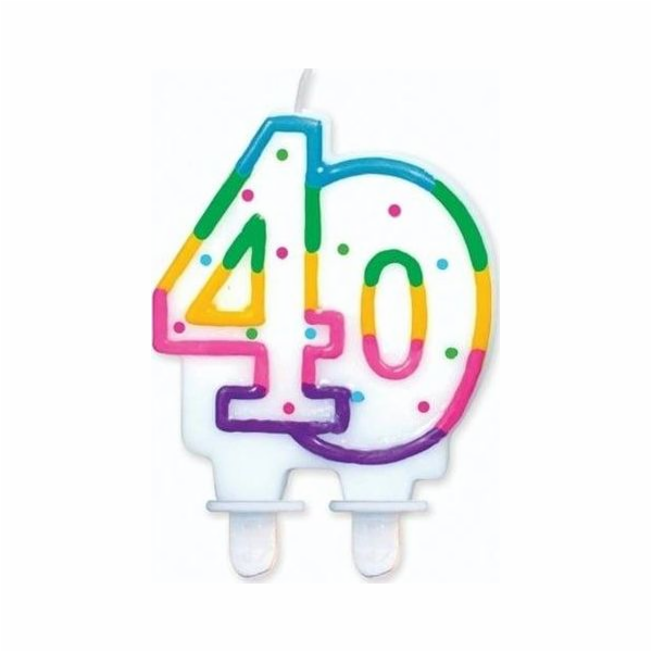 GoDan svíčka k 40. narozeninám s barevným okrajem a tečkami - 1 ks univerzální