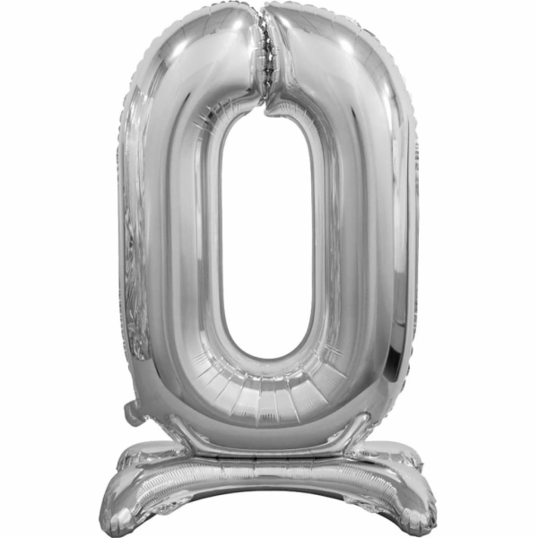 GoDan Stojací fóliový balon, číslo 0, stříbrný - 74 cm, univerzální