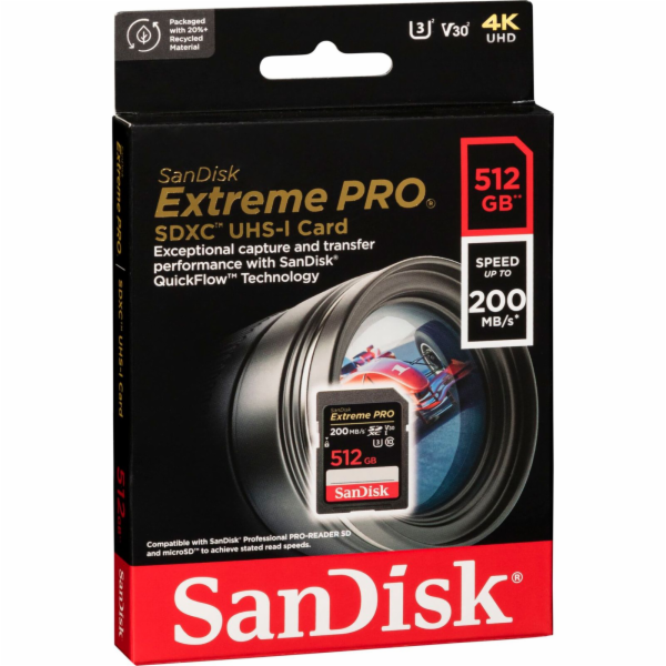 SanDisk extreme Pro SDXC 512GB UHS-I C10 U3 V30