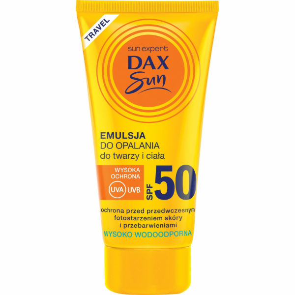 Dax Sun Sunscreen emulze na obličej a tělo SPF 50 cestovní 50 ml