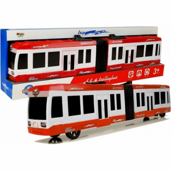 Kloubový autobus LEANToys s třecím pohonem červený