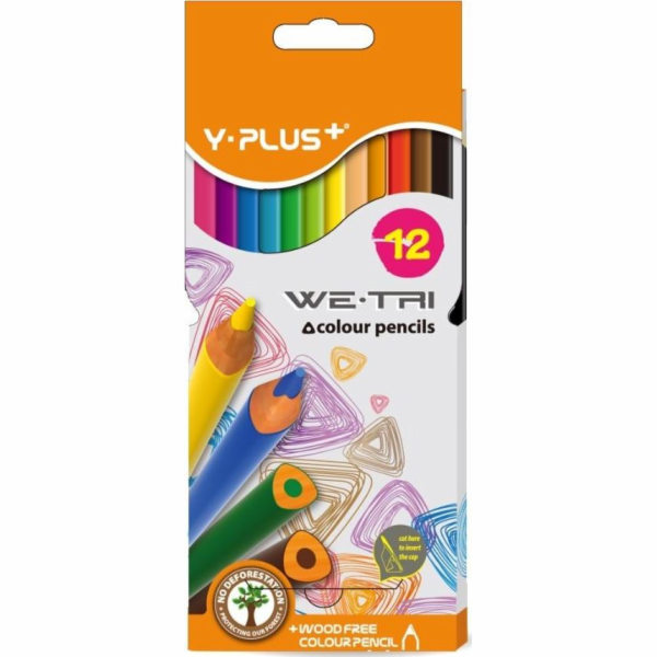 Bezdřevé pastelky Y-PLUS, 12 barev