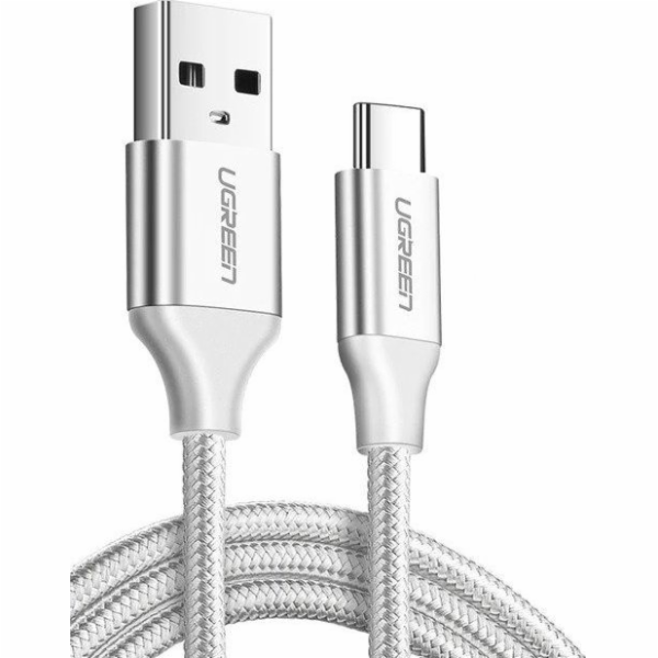 Uzelený kabel USB Poniklovaný kabel USB-C QC3.0 UGREEN 2m s hliníkovou zástrčkou Bílá