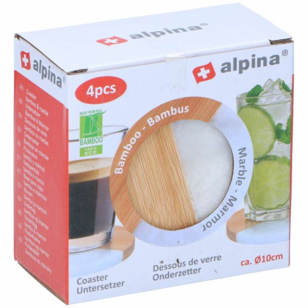 ALPINA Podtácky dřevěné / mramor sada 4 ks kruhED-227023kruh
