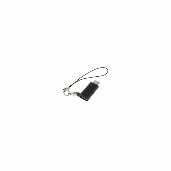 PremiumCord Adaptér USB-C konektor female - USB 2.0 Micro-B/male, černý s očkem na zavěšení