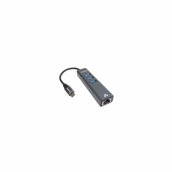 PREMIUMCORD Adaptér USB-C na Gigabit 10/100/1000Mbps + 3x USB3.0 konektor