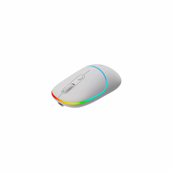 CANYON myš optická bezdrátová MW-22, RGB, 800/1200/1600 dpi, 4 tl, BT+2,4GHz, baterie 650mAh, snow white