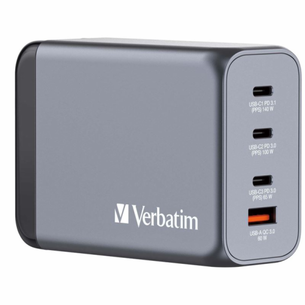 Verbatim GaN-Ladegerät 240W, 1x USB-A , 3x USB-C