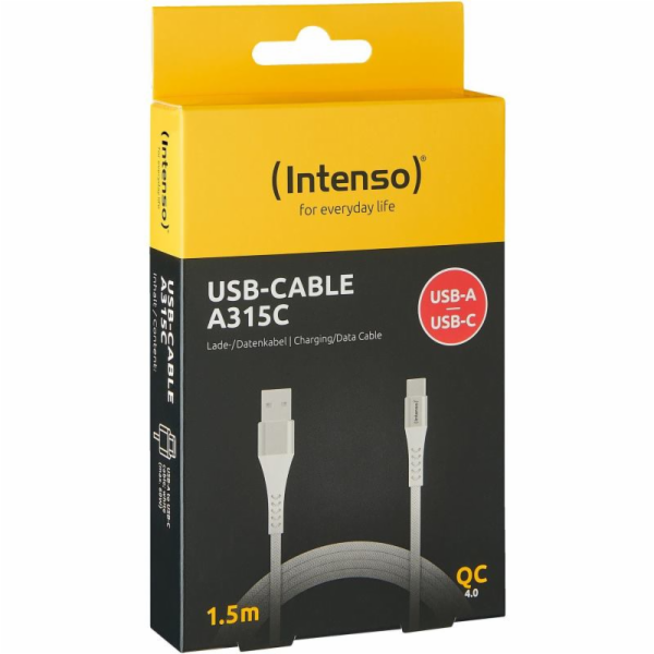 Intenso USB Cable A315C Nylon 1,5m white USB-A / USB-C 60W