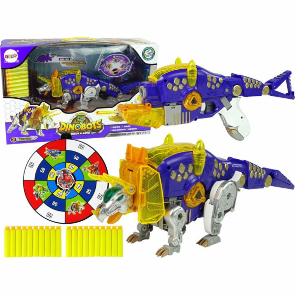 Leantoys Import Dinobots 2v1 Dinosaur Dart Gun Fialový Triceratops Shield