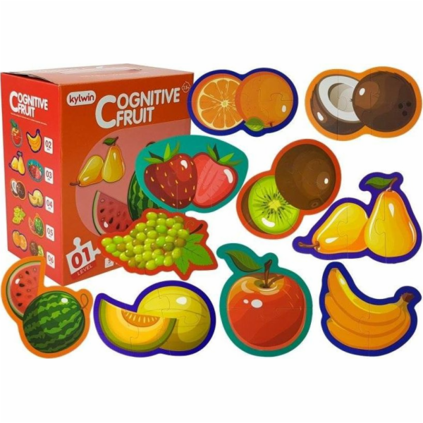 Vzdělávací puzzle LEANToys pro miminka Fruits 5 dílů 40 kusů