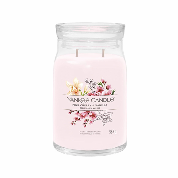 Svíčka ve skleněné dóze Yankee Candle, Růžové třešně a vanilka, 567 g