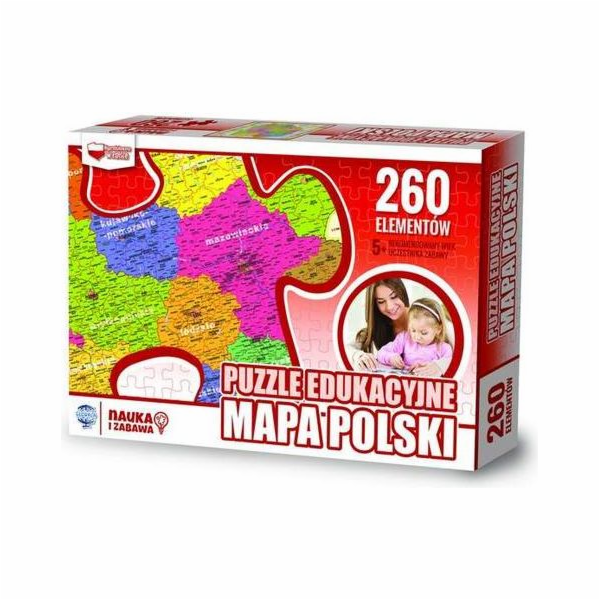 ZACHEM Výukové puzzle, 260 dílků. Mapa Polska (ZACH0062)