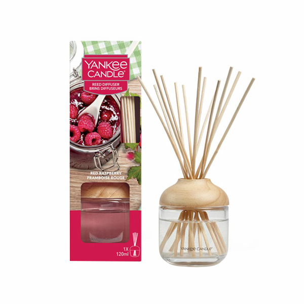 Aroma difuzér Yankee Candle, Červená malina, 120 ml, 12 stébel