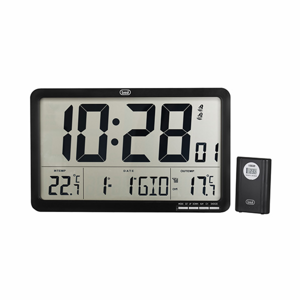 Hodiny Trevi, OM 3560 RC, digitální, LCD displej, teploměr, kalendář, 3 x AA