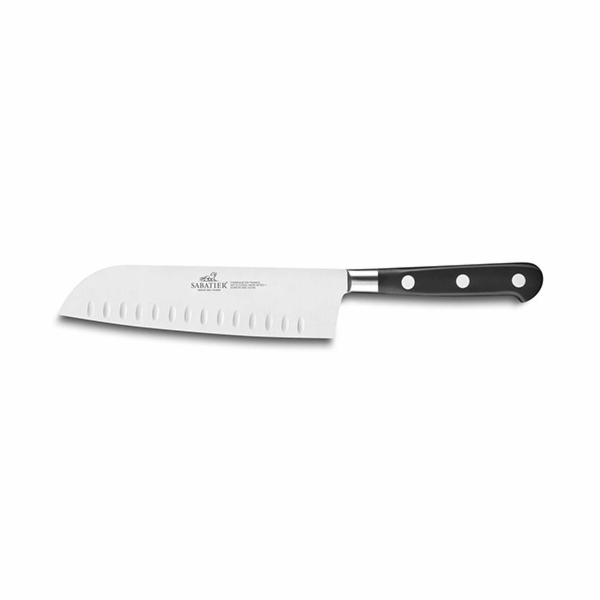 Kuchyňský nůž Lion Sabatier, 814750 Idéal Inox, Santoku nůž, čepel 18 cm z nerezové oceli, POM rukojeť, plně kovaný, nerez nýty