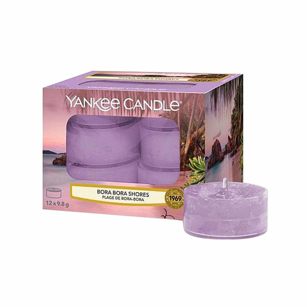 Svíčky čajové Yankee Candle, Pobřeží Bora Bora, barva fialová