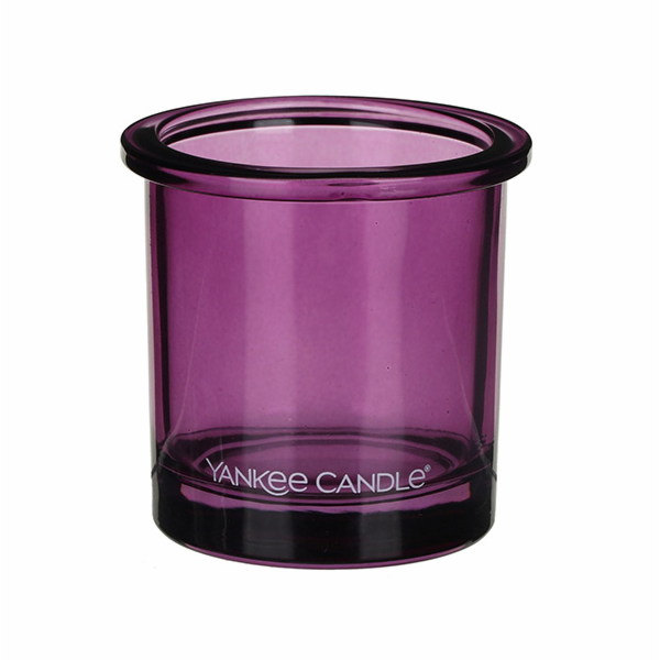 Svícen skleněný Yankee Candle, Fialové sklo, výška 7 cm