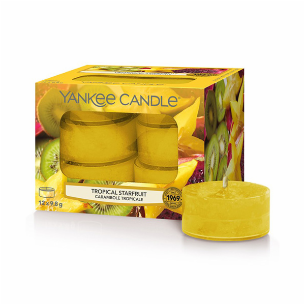 Svíčky čajové Yankee Candle, Šťavnaté hvězdičky, políbené sluncem, 12 ks