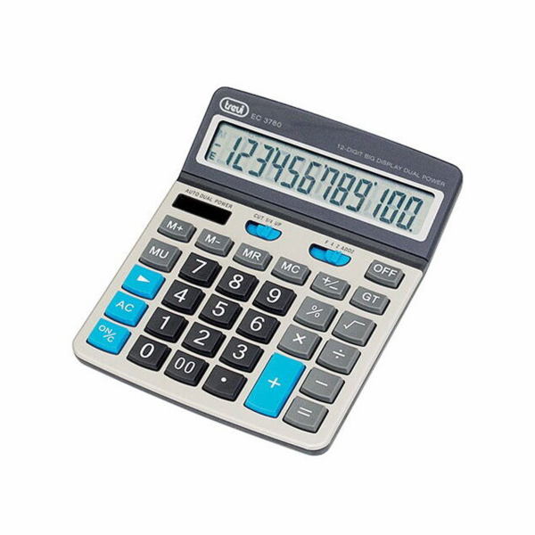 Kalkulačka Trevi, EC 3780/SL, elektronická, stolní, automatické vypnutí, napájení solární nebo baterie 1 x AAA