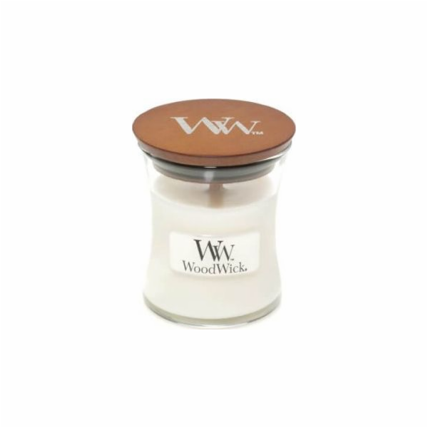 Svíčka oválná váza WoodWick, Bílý teak, 85 g