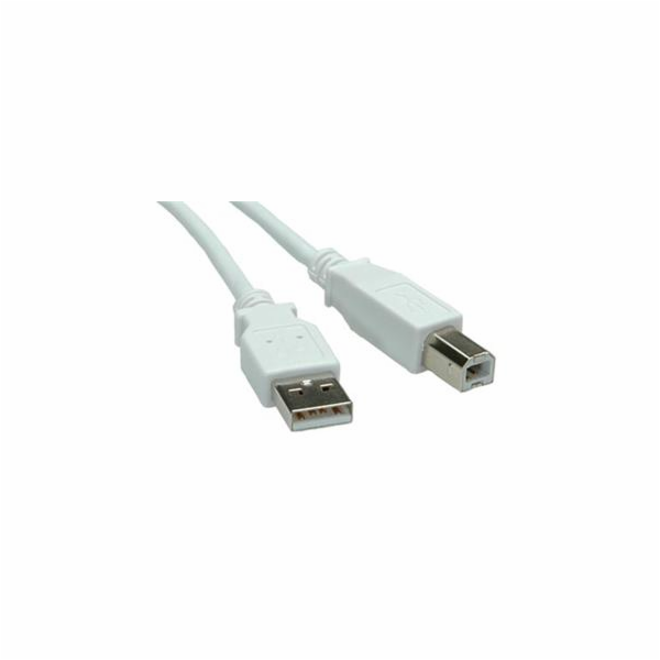 Kabel USB 2.0 A-B 1,8m, bílý/šedý