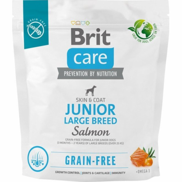 Dry food for young dog (3 months - 2 years) large breeds over 25 kg - Brit Care Dog Grain-Free Junior Large salmon 1kg